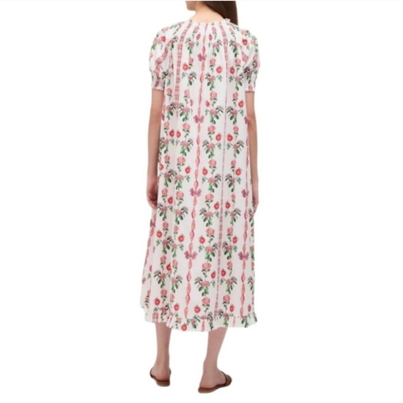 Hill House The Caroline Nap Dress Red Shell Vine Cotton  Size X- Small - Picture 7 of 11